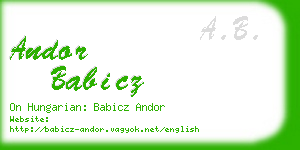 andor babicz business card